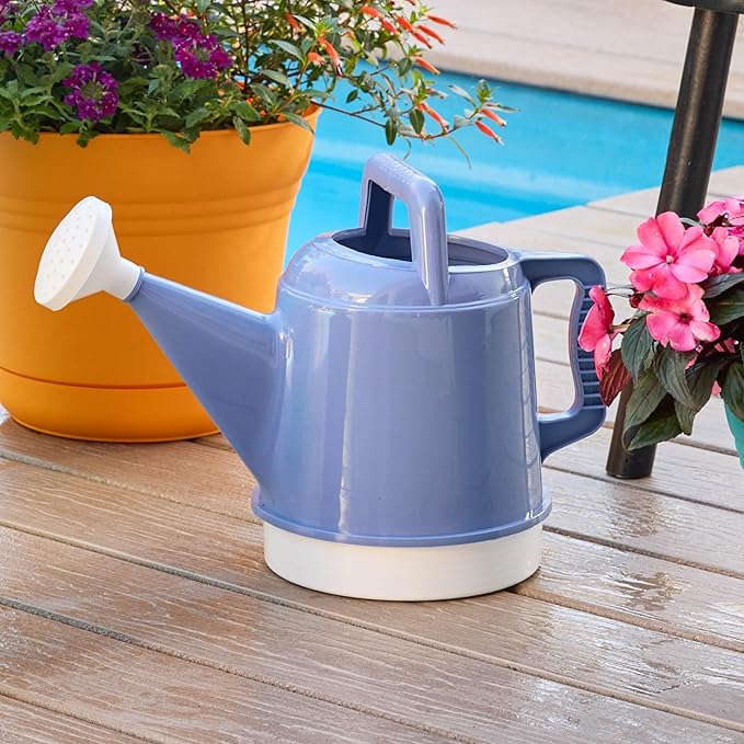 Bloem Deluxe 2 Gallon (256 Fl Oz) Peri-Blue Resin Watering Can for Indoor and Outdoor Use