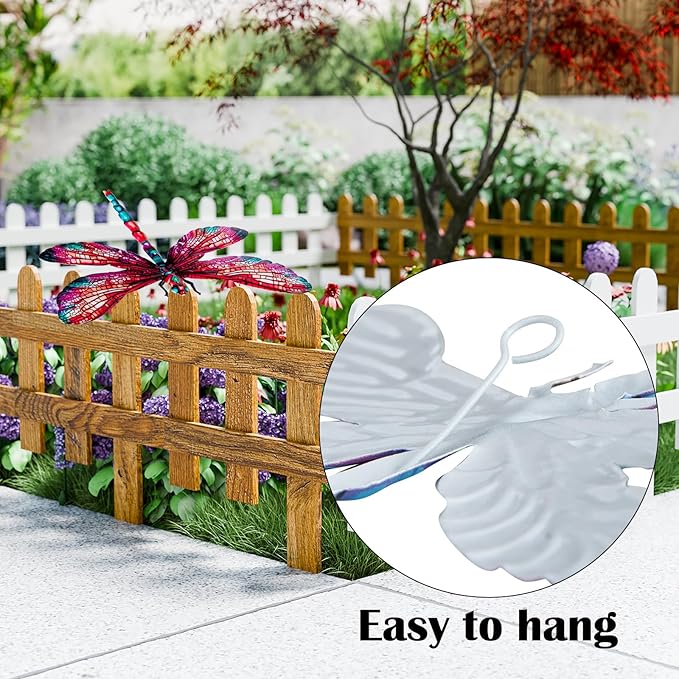 SUNREEK Metal Dragonfly Wall Decor, 9 Inches Dragonfly Outdoor Wall Art for Fence Garden Yard Patio Decorations