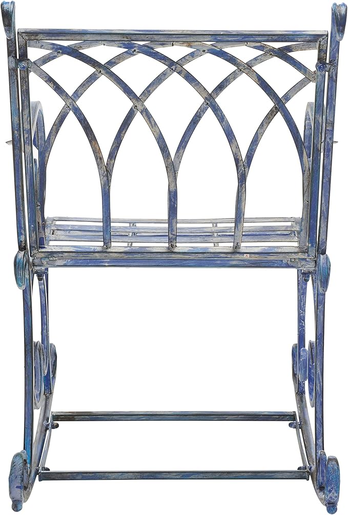SAFAVIEH Outdoor Collection Medrano Victorian Mossy Blue Wrought Iron Rocking Chair