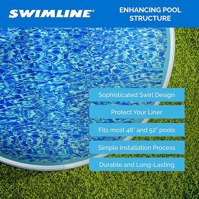 Swimline 24 Feet Round Overlap Above Ground Pool Liner Standard Gauge with Swirl Bottom Design and LamiClear Protection Against Fading, Blue
