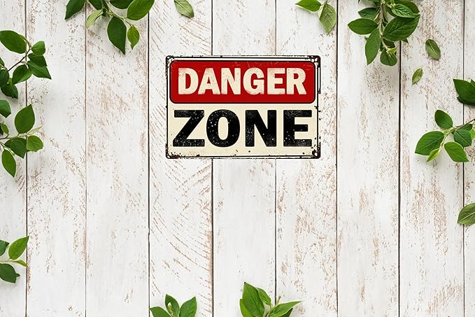 Vintage Garage Decor Danger Zone Funny Wall Decor Metal Tin Signs Man Cave Gift Retro Bar Art Bathroom Decor 12x8 in