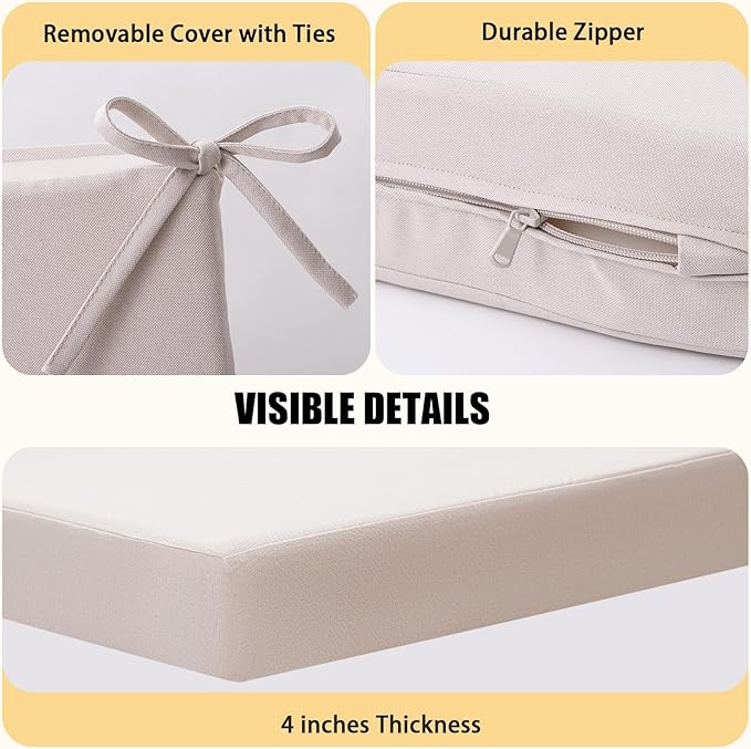 idee-home Outdoor Cushions for Patio Furniture, Outdoor Seat Cushion, Waterproof Couch Hampton Bay Deep Seat Replacement Chair Cushions for Garden Lawn Backyard Deck, 26.5 x 26.5