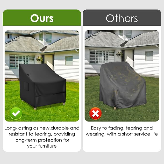 Outdoor Patio Adirondack Chair Covers 2 Pack, Waterproof Heavy Duty Lawn Chairs Cover for Outdoor Furniture, Patio Rocking Swivel Chair Covers, 30" W x 35" D x 32" H