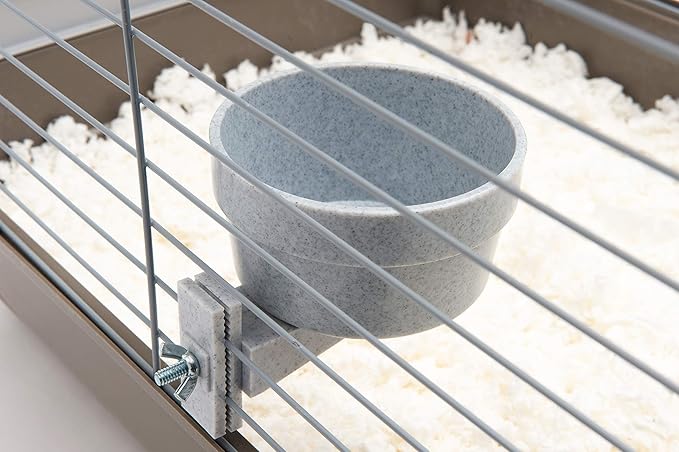 Lixit Quick Lock Removable Cage Bowls for Rabbits, Guinea Pigs, Gerbils, Ferrets, Dogs, Cats, Birds, and Other Small Animals - Made in USA (Gray, 20 Ounce)