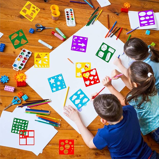 20pcs Geometry Set Shape Drawing Stencils,Drawing Template for Kids Boys Girls DIY Painting & Drawing Educational Home School Crafts Essentials