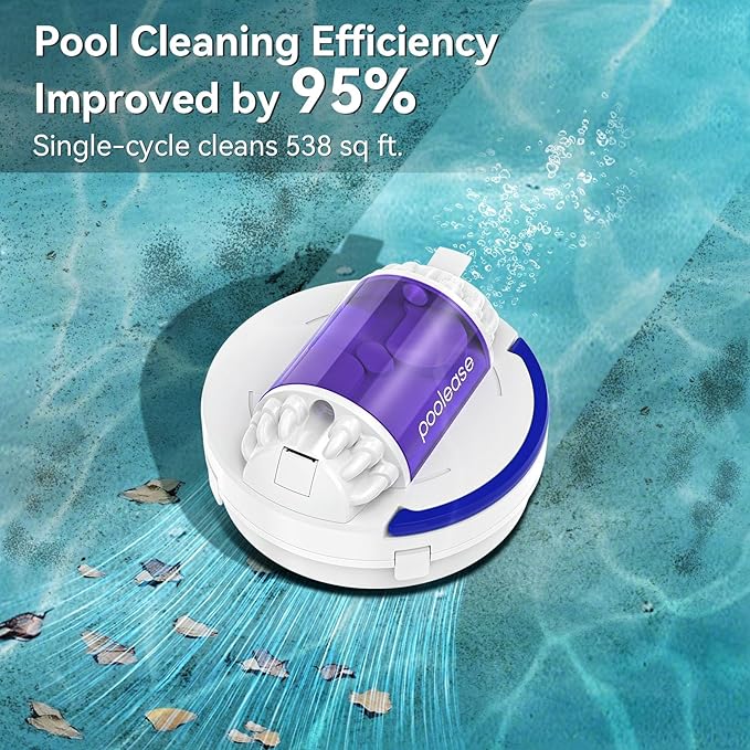 X1 Robotic Pool Vacuum for Above Ground Pool, Automatic Cordless Pool Cleaner with 45W Dual-Motor, Ideal for Above-Ground Flat Pool, 2L Debris Capacity (White and Purple)
