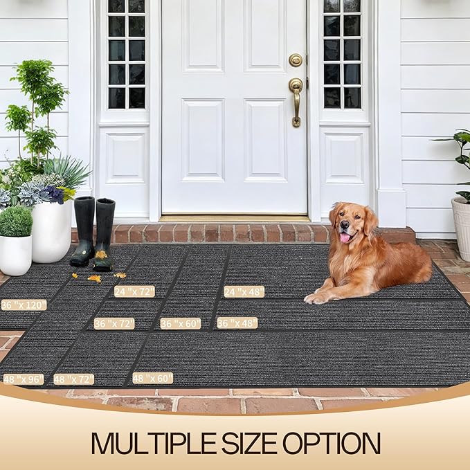 Amyracel Front Door Mat Indoor Outdoor Entrance, 48"x 96" All-Season Waterproof Doormat for Enterway, Heavy Duty Commercial Floor Mat, Fade Resistant, Rubber Back, Low Profile, Easy Clean