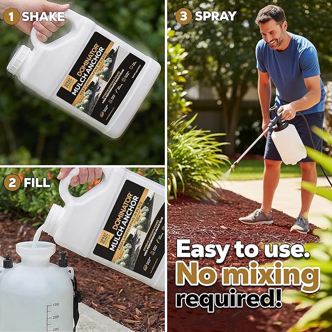 DOMINATOR Mulch Anchor 64oz - Mulch Glue & Rock Glue for Landscaping, Pea Gravel & Bark, Strong Stabilizer & Stone Adhesive, Gravel Binder, Ready to Use, Made in US