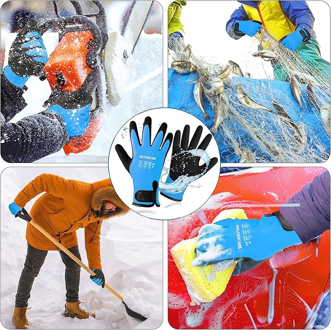 NATURALRISE 100% Waterproof Gloves for Men & Women,Winter Work Gloves with Grip for Cold Weather
