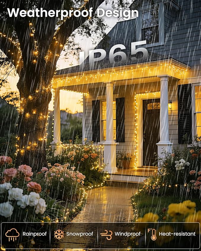 OZS 2PK 240LED Solar Christmas String Lights Outdoor Waterproof | Solar Christmas Tree Lights with 8 Lighting Modes Solar Light Outdoor for Xmas Party Garden Tree Christmas Decorations (Warm White)