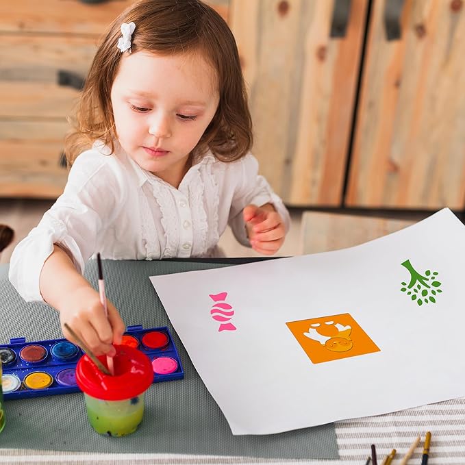 24 PCS Sidewalk Chalk Stencils for Kids 5 Inch Sidewalk Chalk Stencils Outside Stencil for Painting Garden Themed Kids Style Collection