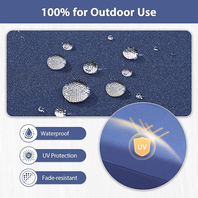 Outdoor Chair Cushions Set of 2, Waterproof Patio Chair Cushions, Outdoor Patio Furniture Replacement Seat Cushions, 22 x 22 x 3 inch, Blue