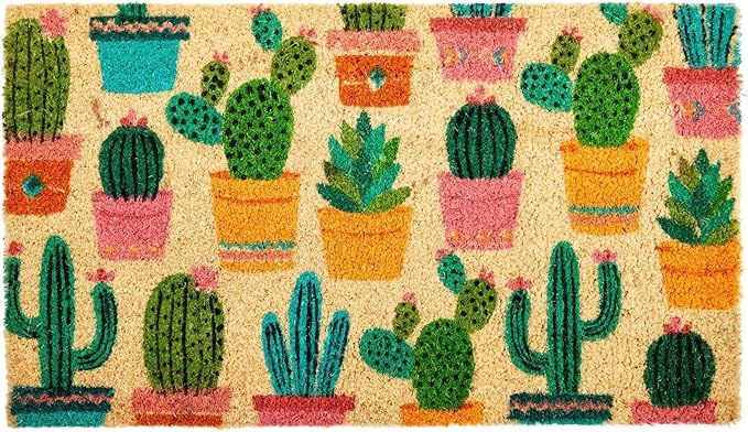 Juvale Natural Coco Coir Door Mat - Outdoor Welcome Mat for Front Door - Dirt-Cleaning Doormat for Outdoor Entrance - Cactus Coir Doormat for Entry - 17 x 30 in, 0.6 in Pile