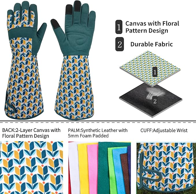 Long Gardening Garden Gloves,Thorn-proof&Puncture Resistance Rose Cactus Gauntlet Glove for Gardener,Gifts
