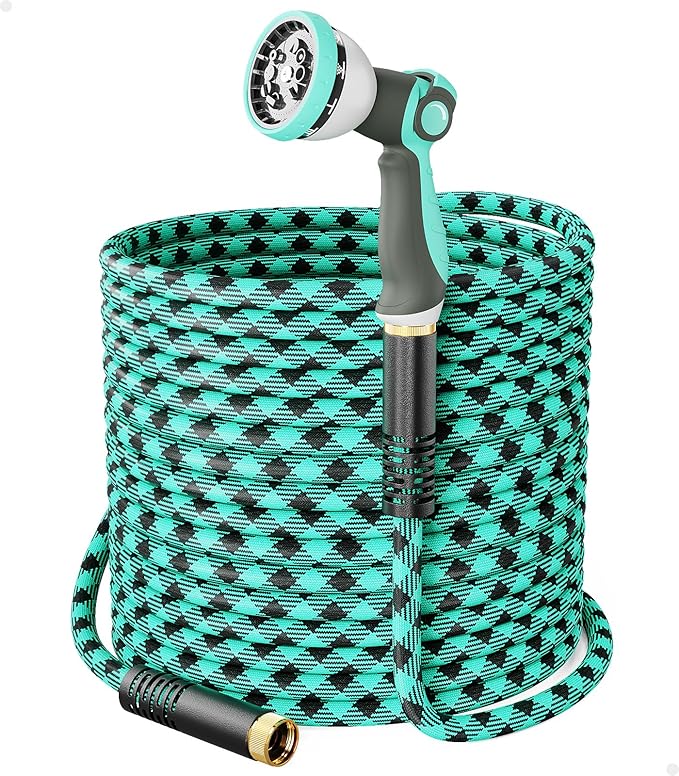 WELLUCK 50 FT Garden Hose - Ultra-Strong 3750D, Flexible Water Hose, Lightweight Non-Expanding hose with 10 Function Sprayer, Leak proof, Pressure Resistant for Yard, Outdoor