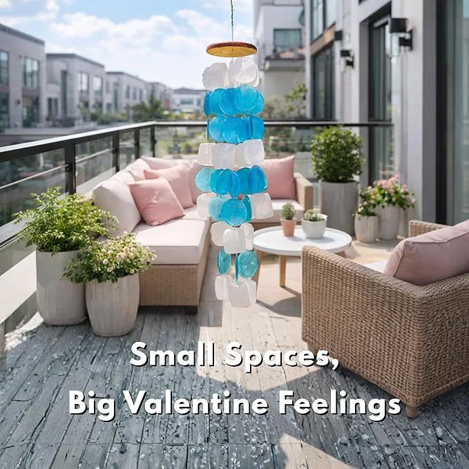 Solange & Frances Capiz Shell Wind Chimes for Outside - Elegant Wind Chimes for House Decor and Patio Decor, Unique Birthday Gifts for Women, Valentines Day Gifts, Sympathy Gift