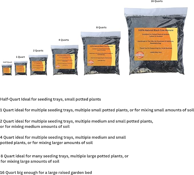 Premium Manure: Ideal Manure Starter and Vegetable Fertilizer for a Thriving Outdoor Vegetable Garden - Boosts Soil Quality! Hand Packed in The USA. 2 Quarts