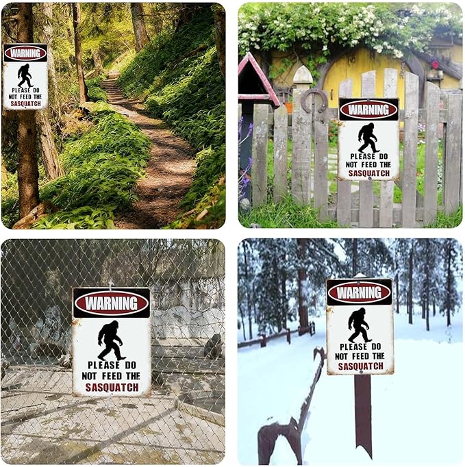 Big Foot Sasquatch Gifts,Vintage Funny Metal Bigfoot Signs for Outside,Garden,Forest,Yard Decor,8x12 Inches