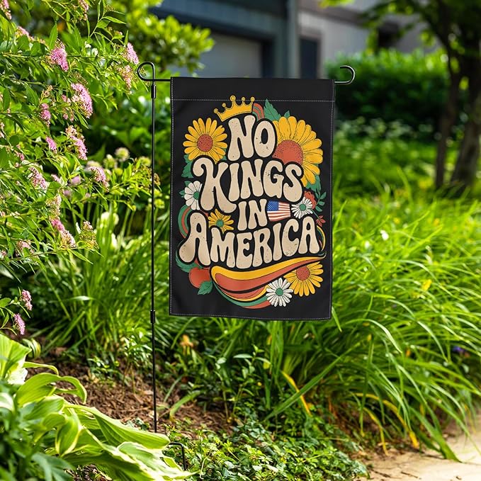 No King Garden Flag Anti Garden Flag 12x18 Inches - Flower Design Double-Sided Anti Fading Polyester Fiber, Subtle Courtyard Logo For Outdoor And Home Decoration In Courtyards (Retro)