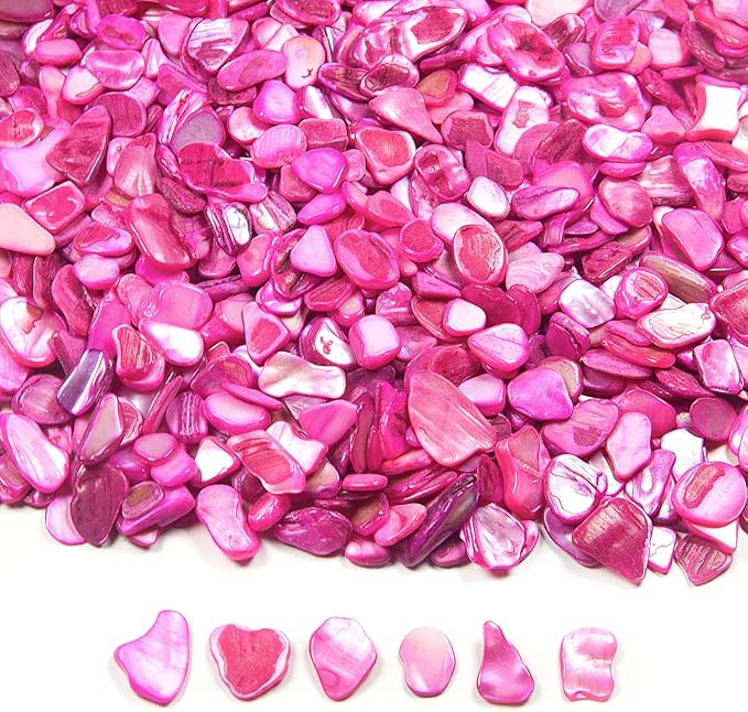 Rose Red Crushed Shells for Decoration, 14.5 oz Natural Crushed Seashells Mosaic Sea Shell Fragments, Irregular Seashell Slices for Crafts, Home, Vase Fillers, Wedding Party, Landscaping