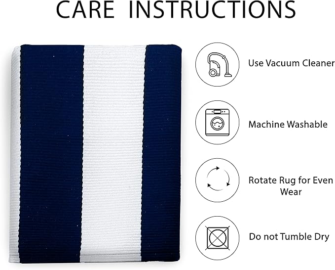 IOHOUZE Navy White Striped Rug -3x5 Front Door Mats Outdoor,Washable Rug for Front Porch Decor,Spring Summer Welcome Mats Outdoor Indoor, Doormat for Farmhouse/Entryway/Home Entrance