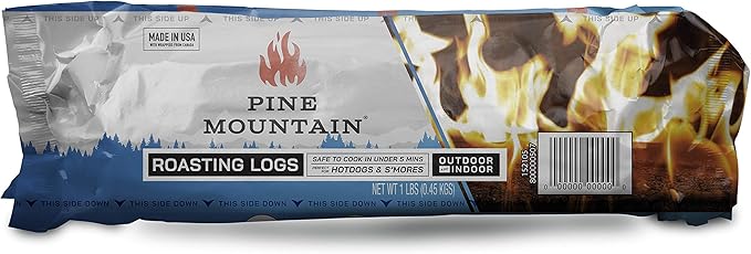 Pine Mountain Roasting Logs, Cooking firelogs for Campfire, Fireplace, Fire Pit, Outdoor and Indoor Use, 6 Pack