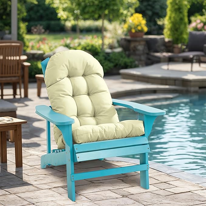 Adirondack Chair Cushion, Rocking Chair Cushion 44x19.4x4 inch, High Back Patio Cushions of Upper and Lower with Ties, Sunscreen and Fade-Resistant (Vanilla Ice, 1)