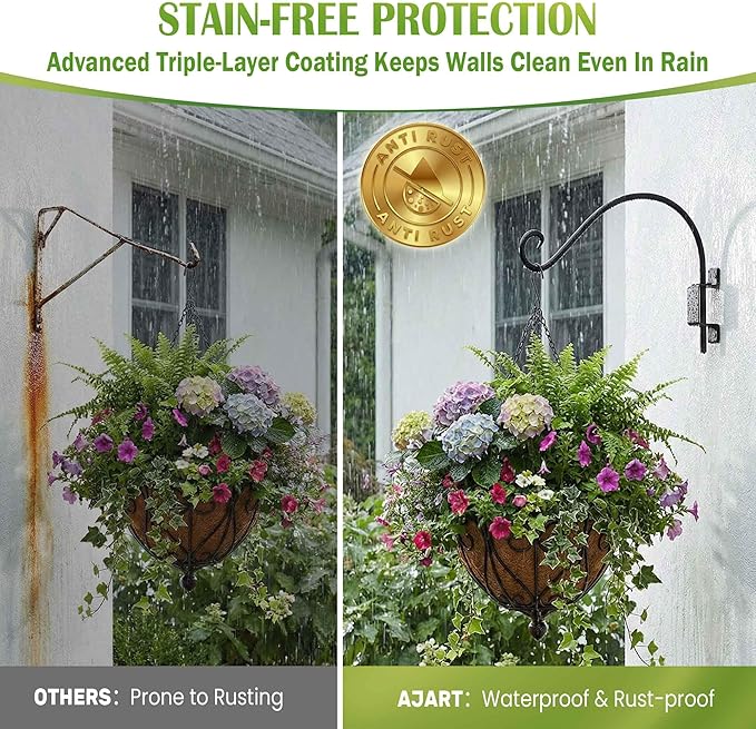 AJART Bird Feeder Hanger for Outside:22-inch Swivel Hanging Plant Hangers Bracket Outdoor for Garden Patio Yard Tree Wall Mount - Hummingbird Feeder Hooks