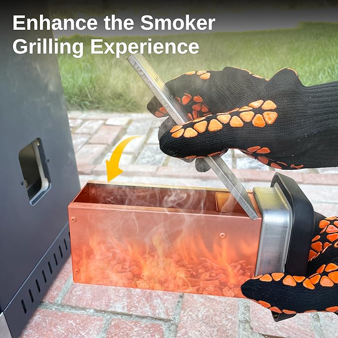 East Oak BBQ Gloves, 1472℉ Heat Resistant Gloves, Silicone Non-Slip Grill Gloves for Smoker, Barbecue, Red