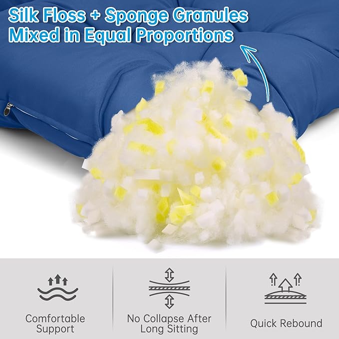 Adirondack Chair Cushion Tufted Waterproof Outdoor Rocking Chair Cushions with Ties Anti-Slip High Back Patio Chair Cushions for Patio Furniture Cushions