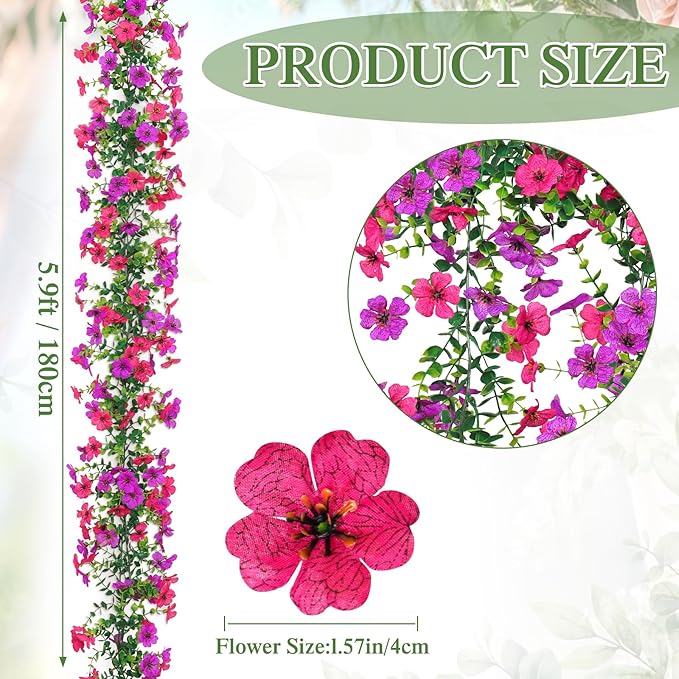 2 Pack Artificial Flowers Garland Ivy,Spring Summer Decor UV Resistant Fake Daisy Vines Floral Vine Silk Hanging Flower for Valentines Day Home Garden Wedding Photo Booth Backdrop Decor