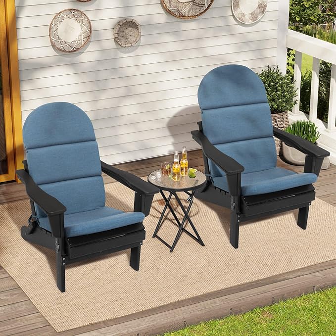 Crestlive Sunbrella Adirondack Chair Cushion Set of 2, 50 x 19.6 inch, Water Repellent, Fade Resistant, High Back Outdoor Chair Cushion for Patio, Denim Blue