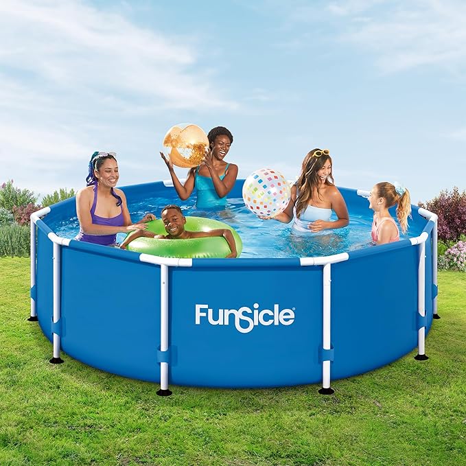 Funsicle Activity 10' x 30" Round Above Ground Swimming Pool, Includes FiltraBoost 400 GPH Filter Pump with AutoSkimmer, Type I Filter Cartridge & Repair Patch