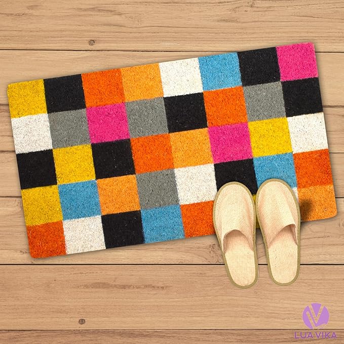 Coir Door mats Outdoor, Door mat Outside Entrance, Welcome mat Indoor, Doormat Outdoor, Funny Door mats Outside, Coir Doormat 16"x27.5" (Squares)