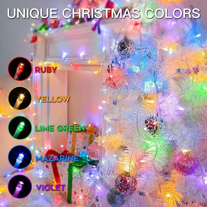 suddus Connectable Christmas Lights with Remote, Multicolor String Lights with Timer, 66ft 200 Led Fairy Lights Plug in for Xmas Tree, Bedroom, Dorm, Yard, Garden, Party, Indoor, Outdoor Decorations