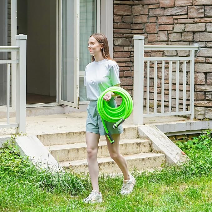 Fevone 55 ft Kink Free Garden Hose with Swivel Handle, All Weather Flexible, Heavy-Duty & Durable, Leak-Free Connection