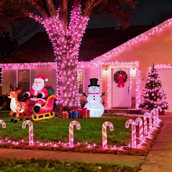 262FT 800 LED Outdoor String Lights, Connectable Pink Valentines Lights Waterproof with 8 Modes, Plug in Twinkle Fairy Lights Clear Wire for Indoor Bedroom House Wedding Patio Decorations