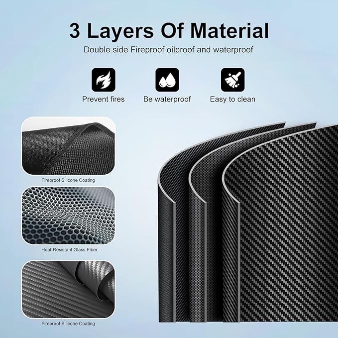 70x48 Inch Under Grill Mat for Outdoor Grill & Fire Pit - Double-Sided Fireproof, Oil-Proof Deck Protector | Easy to Clean | Heavy Duty BBQ Mat for Blackstone Grill, Wood Deck, Patio, Lawn, Fireplace