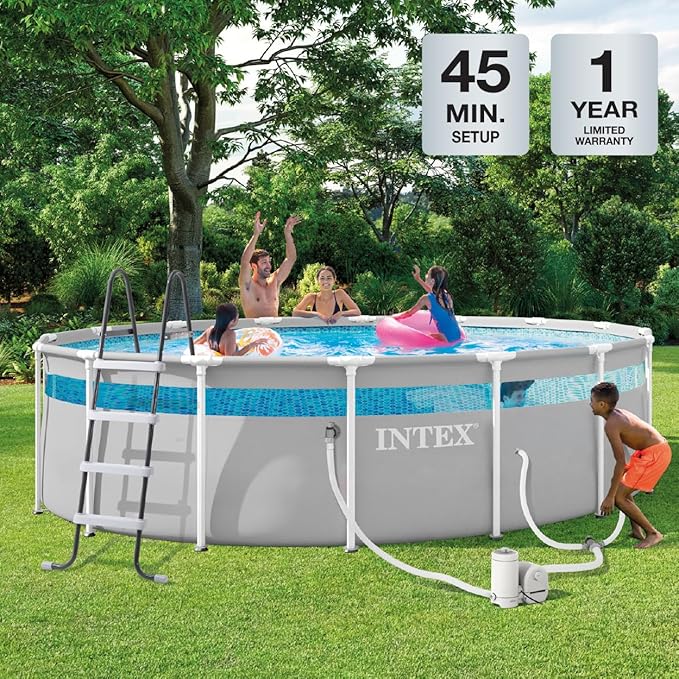 INTEX 26729MZ 16ft x 48in Prism Frame Clearview Above Ground Swimming Pool Set, Includes 1500 GPH Cartridge Filter Pump, SuperTough Puncture Resistant, Rust Resistant, 5061 Gallon Capacity