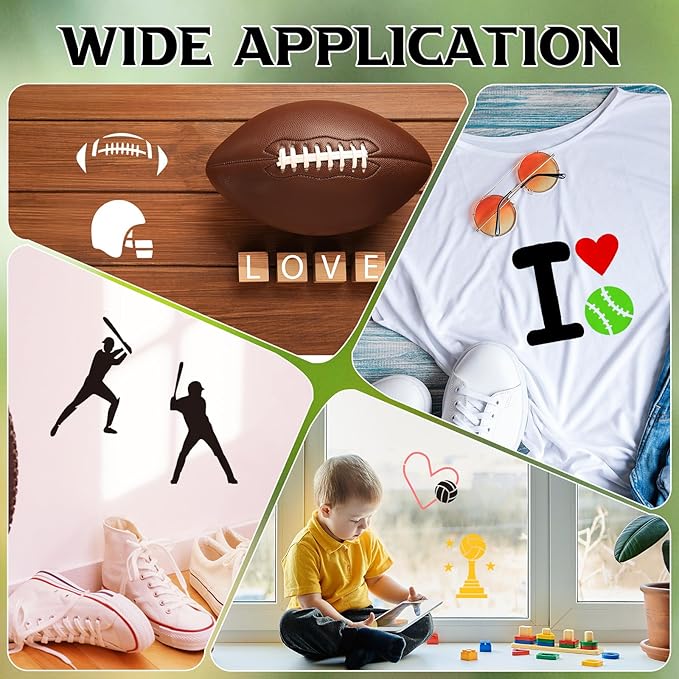 Fainne 100 Pcs 2 Inch Stencils Small Stencils for Painting on Wood Reusable Painting Templates Crafts for DIY Scrapbook, Wood, Wall, Fabric, Rock, Chalkboard, Sign(Sport,Ball)