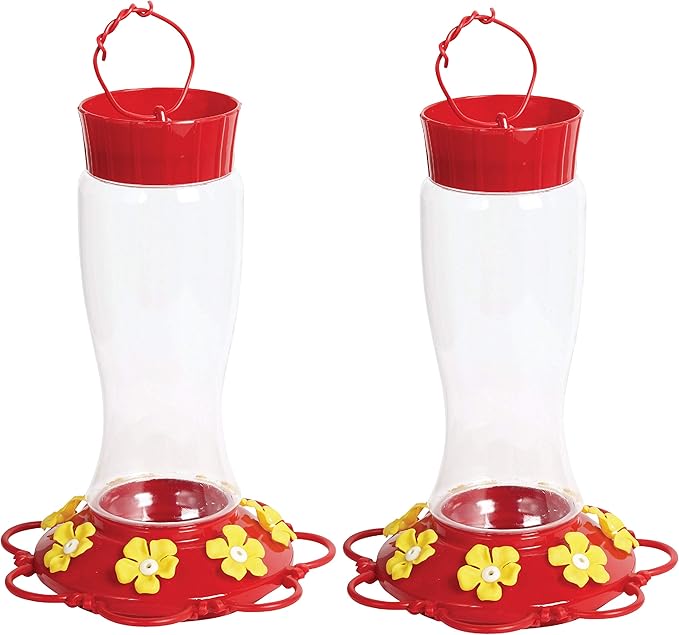 30 Oz Hanging Plastic Hummingbird Feeder for Outdoor Use 2 Pack