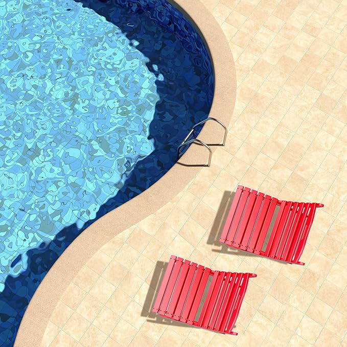 GREENVINES Folding-Xavier-Chair | Wave | Portable Adirondack-Chairs | HDPE Plastic | All Weather Fire-Pit Chair | Red | for Beach Outdoor Deck Poolside Garden Patio Porch Fishing