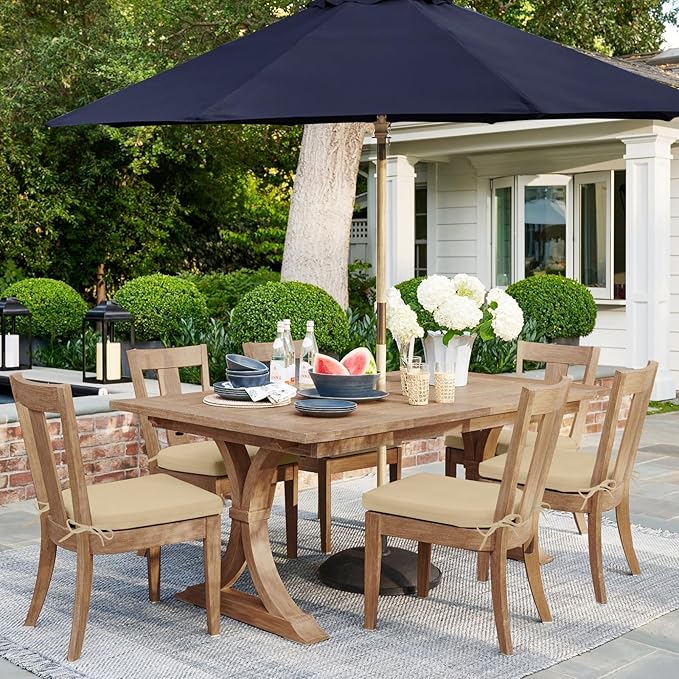 HARBOREST Outdoor Chair Cushions Set of 6, Water Resistant Patio Chair Cushions with Ties, Outdoor Seat Cushions for Patio Furniture, 17"x16"x2", Beige