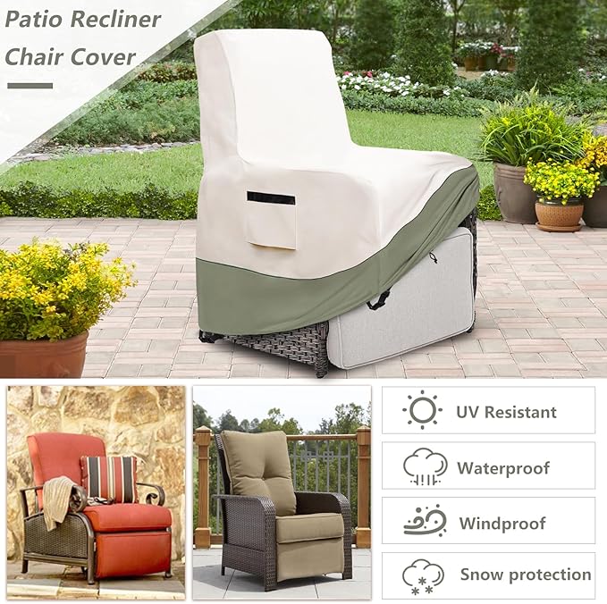 Outdoor Recliner Chair Covers 2 Pack,Patio Swivel Chair Covers,600D Heavy Duty Waterproof Patio Rocking Chair Cover,Outdoor Furniture Covers for All Weather Protection.35''D x 33''W x 41''H