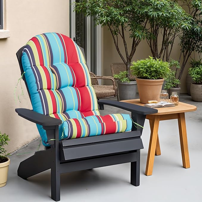 Adirondack Chair Cushion, Rocking Chair Cushions, High Back Patio Cushions, Thickened Weather Resistant Patio Cushion with 6 Ties, Non Slip Fade & Waterproof
