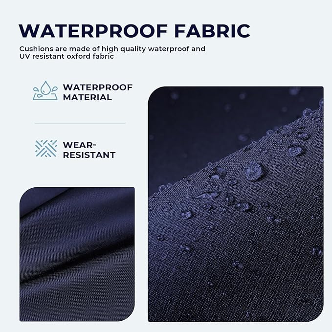 Outdoor Loveseat Cushion Set 46 x 24 inch Waterproof Oxford UV Resistant and Fade Resistant Patio Furniture Cushion, Deep Seat Cushions for Patio Couch, Bench and Swing Chair, Blue
