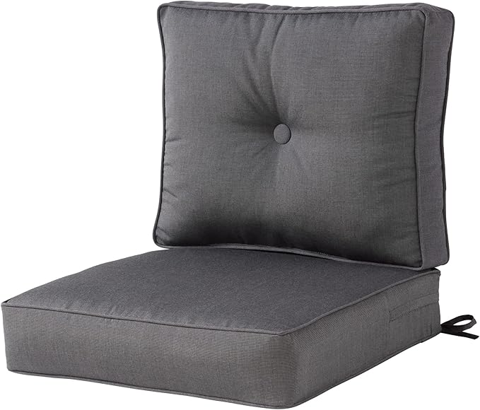 Outdoor 2-Piece Sunbrella Premium Deep Seat Cushion Set, Canvas Coal