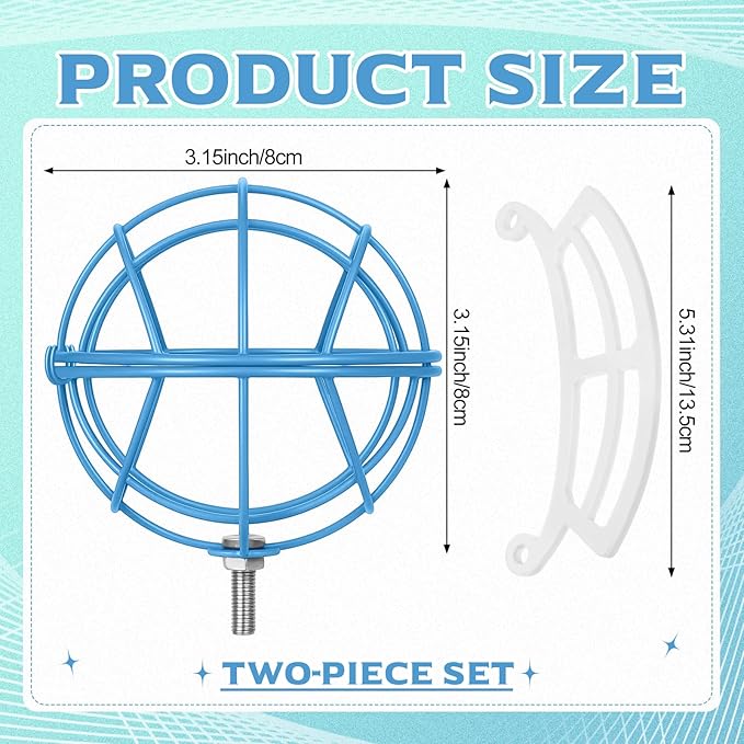 Vesici 2 Set Metal Suet Ball Holder Compatible with Bird Buddy Smart Feeder Blue Plate Oil Ball Holder with 5mm Mounting Screw Accessories Bundle Perch Weatherproof Squirrel Proof Accessory