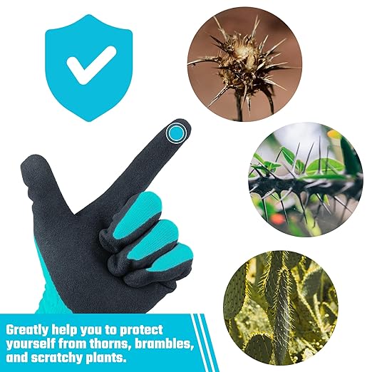 DT 6 Pairs Garden Gloves, Work Gloves with Latex Coating, Pink & Blue, Large, for Gardening, Yard Work