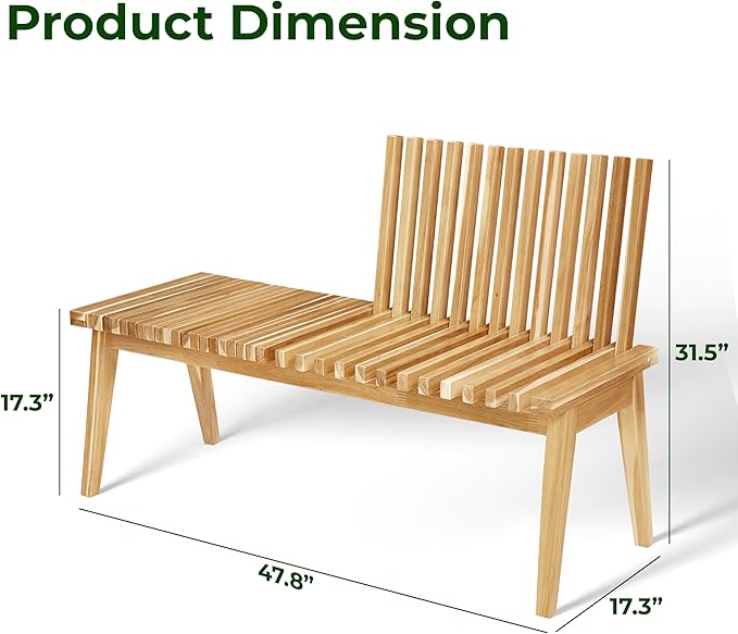 Melino Wooden Outdoor Slat Bench, 2 in 1 Convertible Bench to Table, Acacia Solid Wood Construction for Patio, Garden and Entryway, 47 Inch